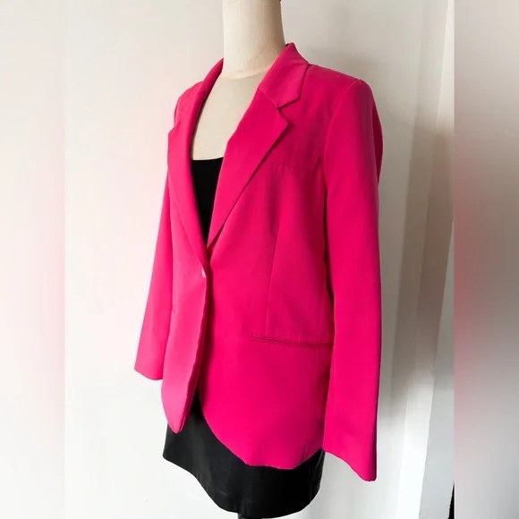 H&M Double-Breasted Structured Pink Blazer - Size Small - Picture 8 of 10
